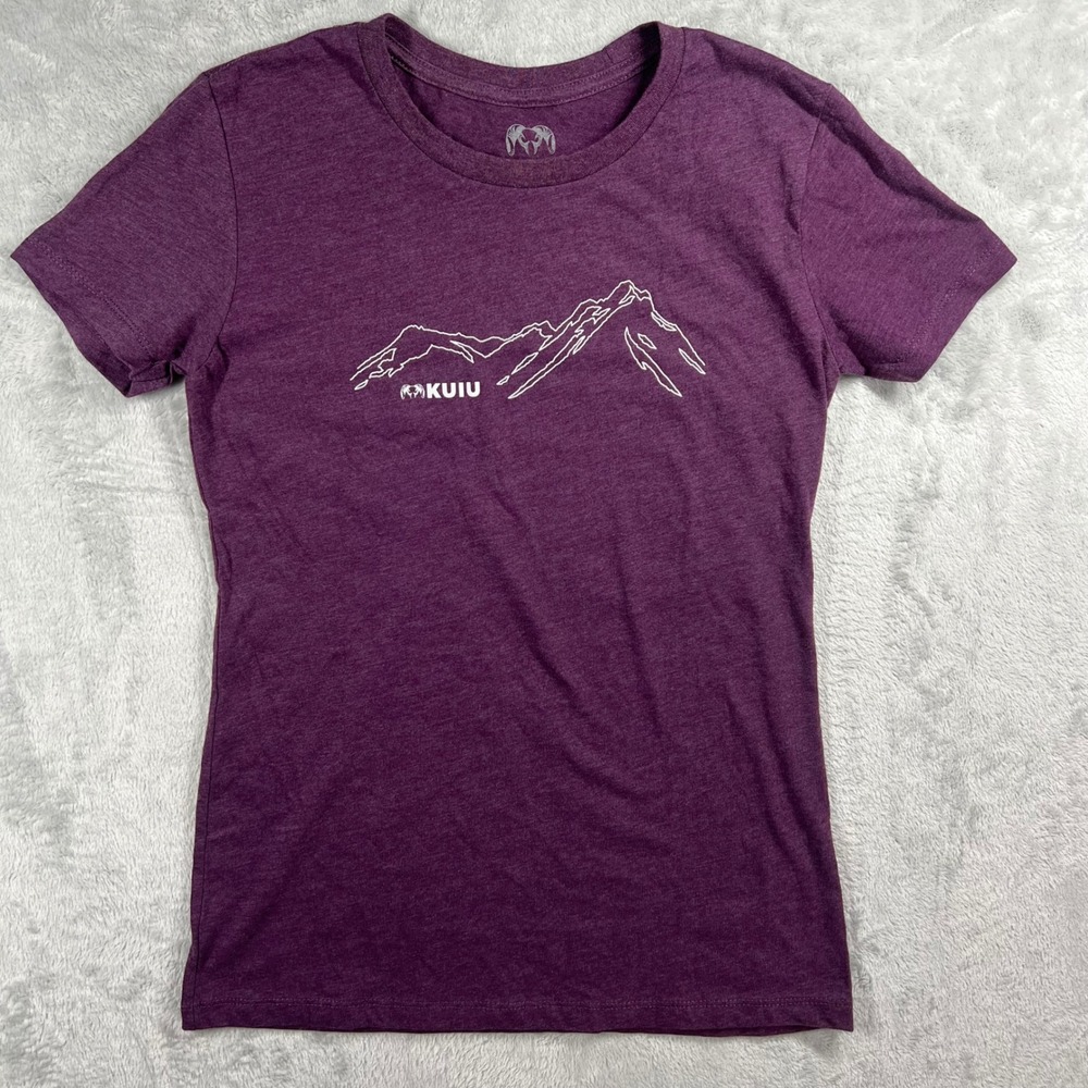 KUIU Womens Mountain Graphic T-Shirt Purple Heather Short Sleeve Small